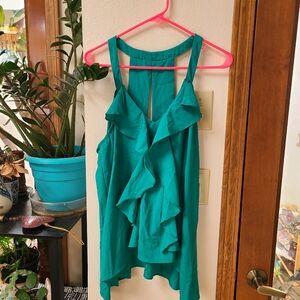 Teal Ruffle Tank Top Business Casual Tank Blouse